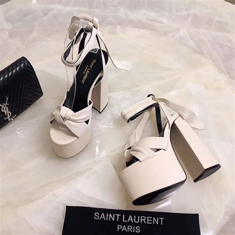 ysl white sandal heels|YSL heels platform.